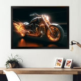 Neon Light Strips Motorcycle - Car/Van Canvas Wall Art