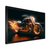 Neon Light Strips Motorcycle - Car/Van Canvas Wall Art