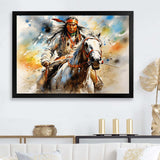 Colorful Native Indian Warrior - People Canvas Wall Art