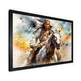 Colorful Native Indian Warrior - People Canvas Wall Art