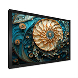Gold And Blue Nautilus Vortex - Nautilus Canvas Wall Art
