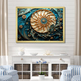 Gold And Blue Nautilus Vortex - Nautilus Canvas Wall Art
