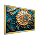 Gold And Blue Nautilus Vortex - Nautilus Canvas Wall Art