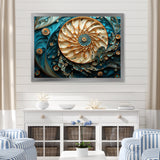 Gold And Blue Nautilus Vortex - Nautilus Canvas Wall Art