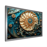 Gold And Blue Nautilus Vortex - Nautilus Canvas Wall Art