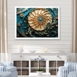 Gold And Blue Nautilus Vortex - Nautilus Canvas Wall Art