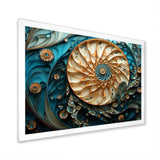 Gold And Blue Nautilus Vortex - Nautilus Canvas Wall Art