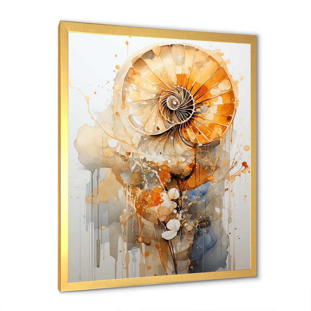 Golden Nautilus Spiral - Nautilus Wall Art Prints