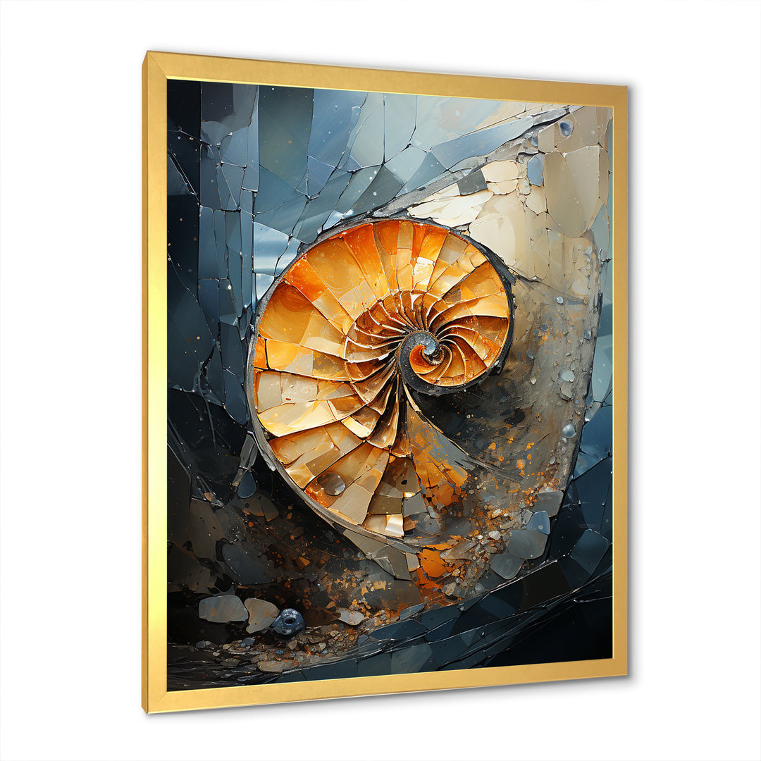 Golden Sea Sheel Spiral - Gold Nautilus Wall Art