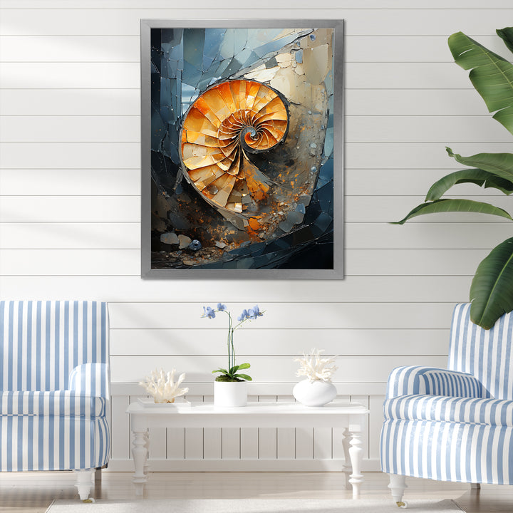 Golden Sea Sheel Spiral - Gold Nautilus Wall Art
