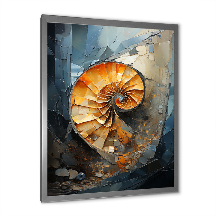 Golden Sea Sheel Spiral - Gold Nautilus Wall Art