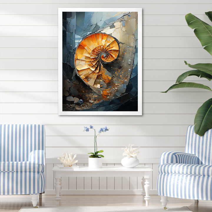 Golden Sea Sheel Spiral - Gold Nautilus Wall Art