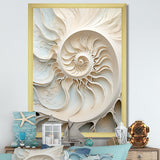 Ivory Infinity Sea Sheel Spiral - Nautilus Framed Canvas Art