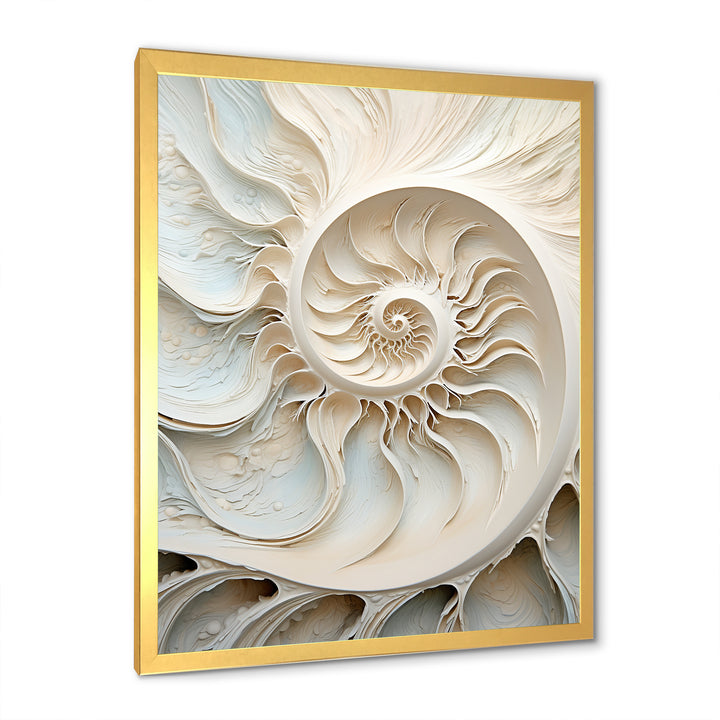 Ivory Infinity Sea Sheel Spiral - Nautilus Framed Canvas Art