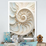 Ivory Infinity Sea Sheel Spiral - Nautilus Framed Canvas Art