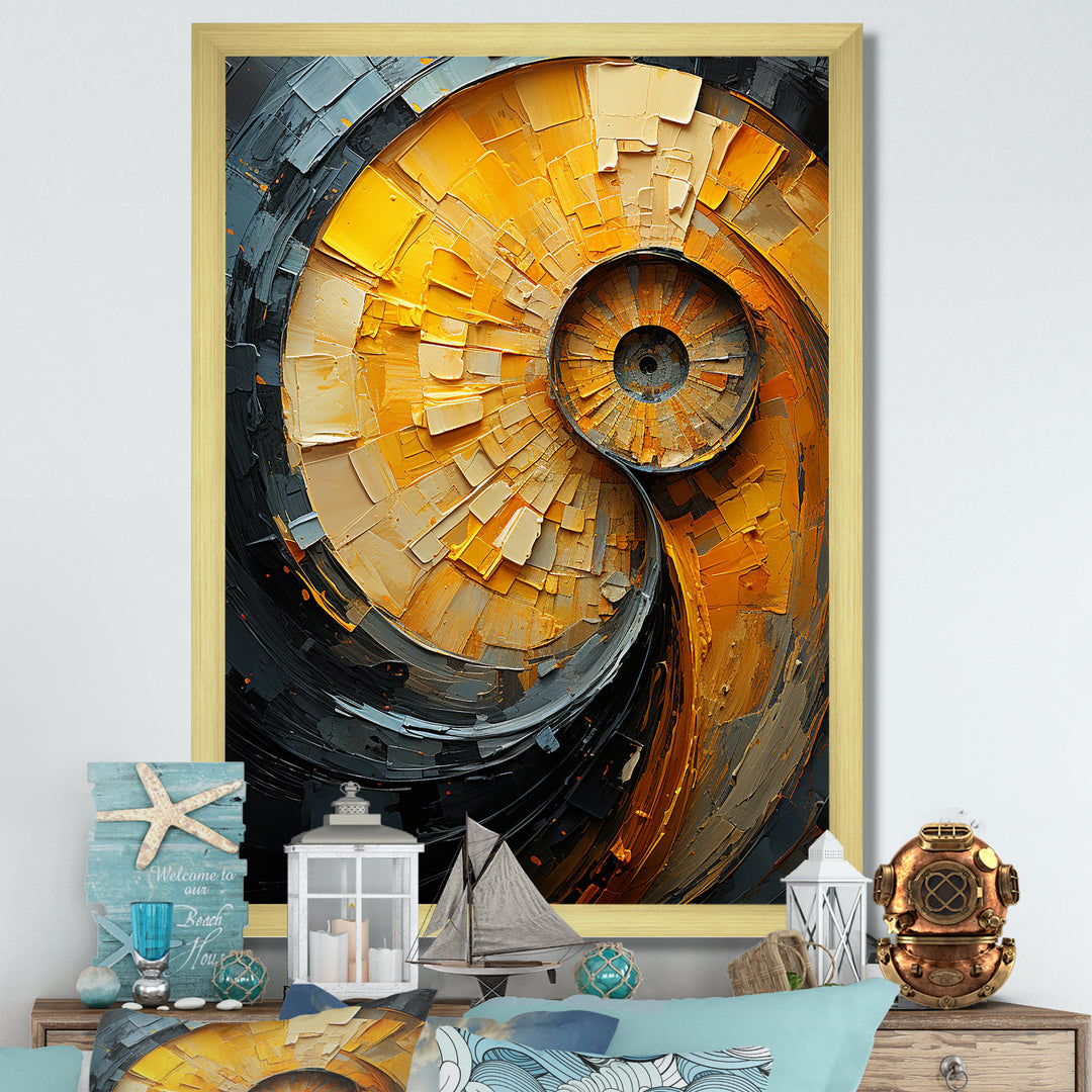 Lemon Labyrinth Nautilus Spiral - Nautilus Living Room Wall Art