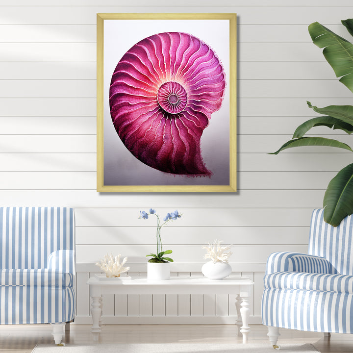 Magenta Marine Sea Sheel Spiral - Nautilus Bedroom Wall Art