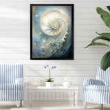 Blue And White Nautilus Pearl Passage - Nautilus Wall Art Prints