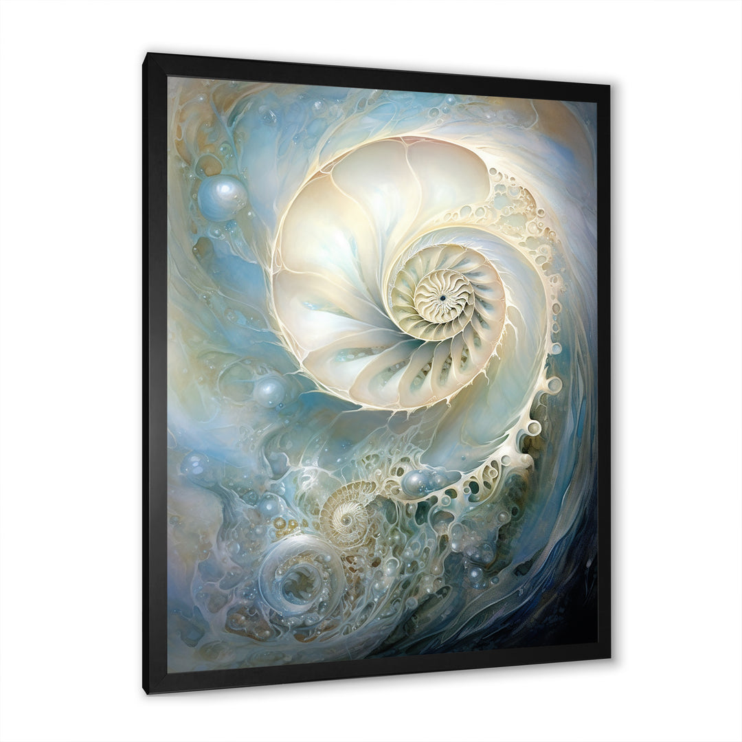 Blue And White Nautilus Pearl Passage - Nautilus Wall Art Prints