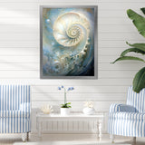 Blue And White Nautilus Pearl Passage - Nautilus Wall Art Prints