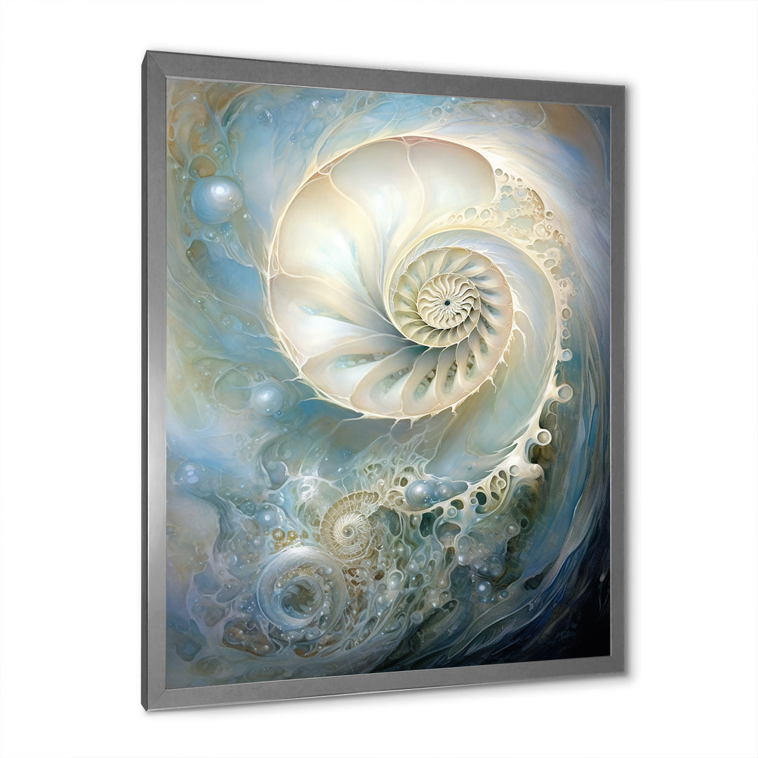 Blue And White Nautilus Pearl Passage - Nautilus Wall Art Prints