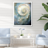 Blue And White Nautilus Pearl Passage - Nautilus Wall Art Prints