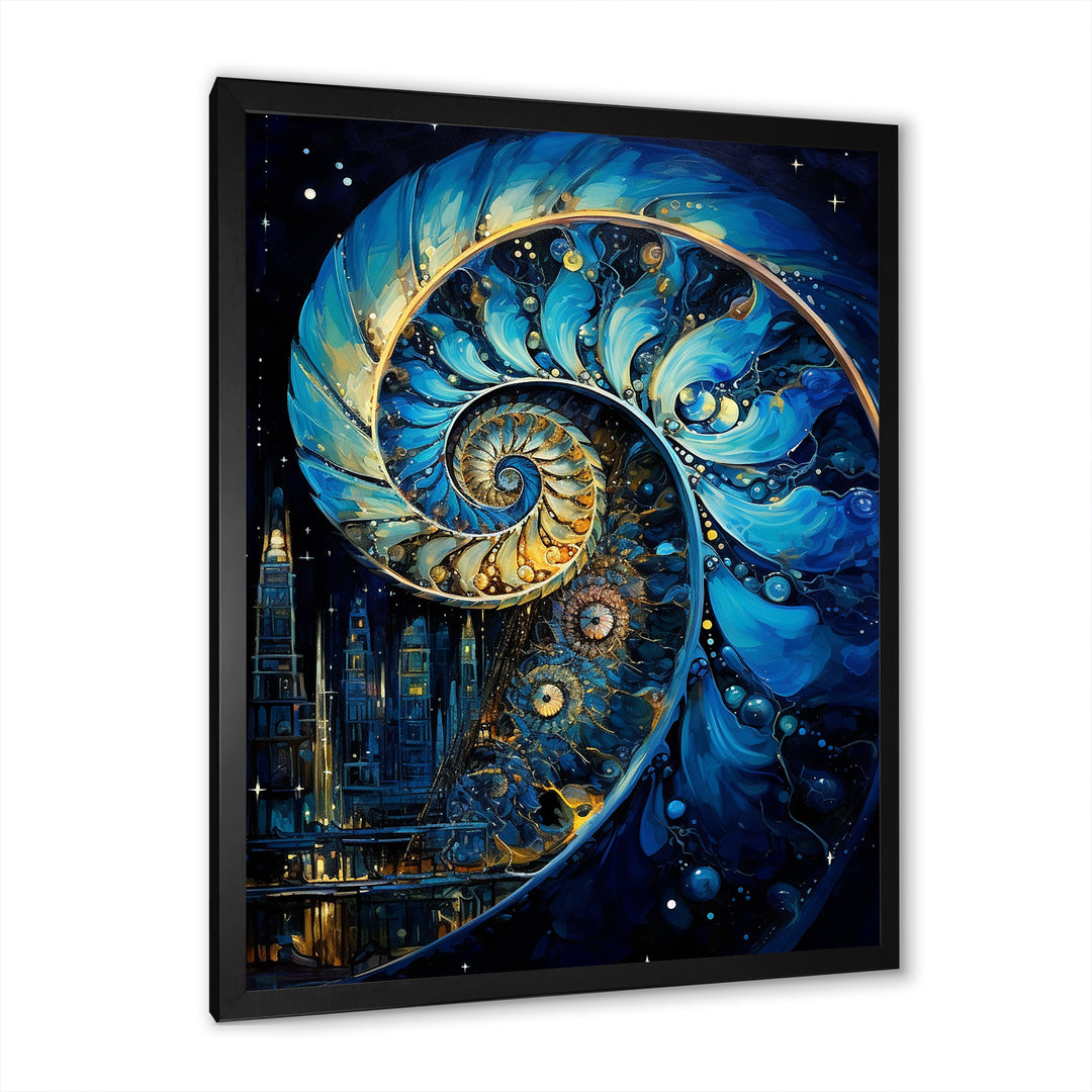 Nautilus Sapphire Shellfish - Nautilus Framed Canvas Art