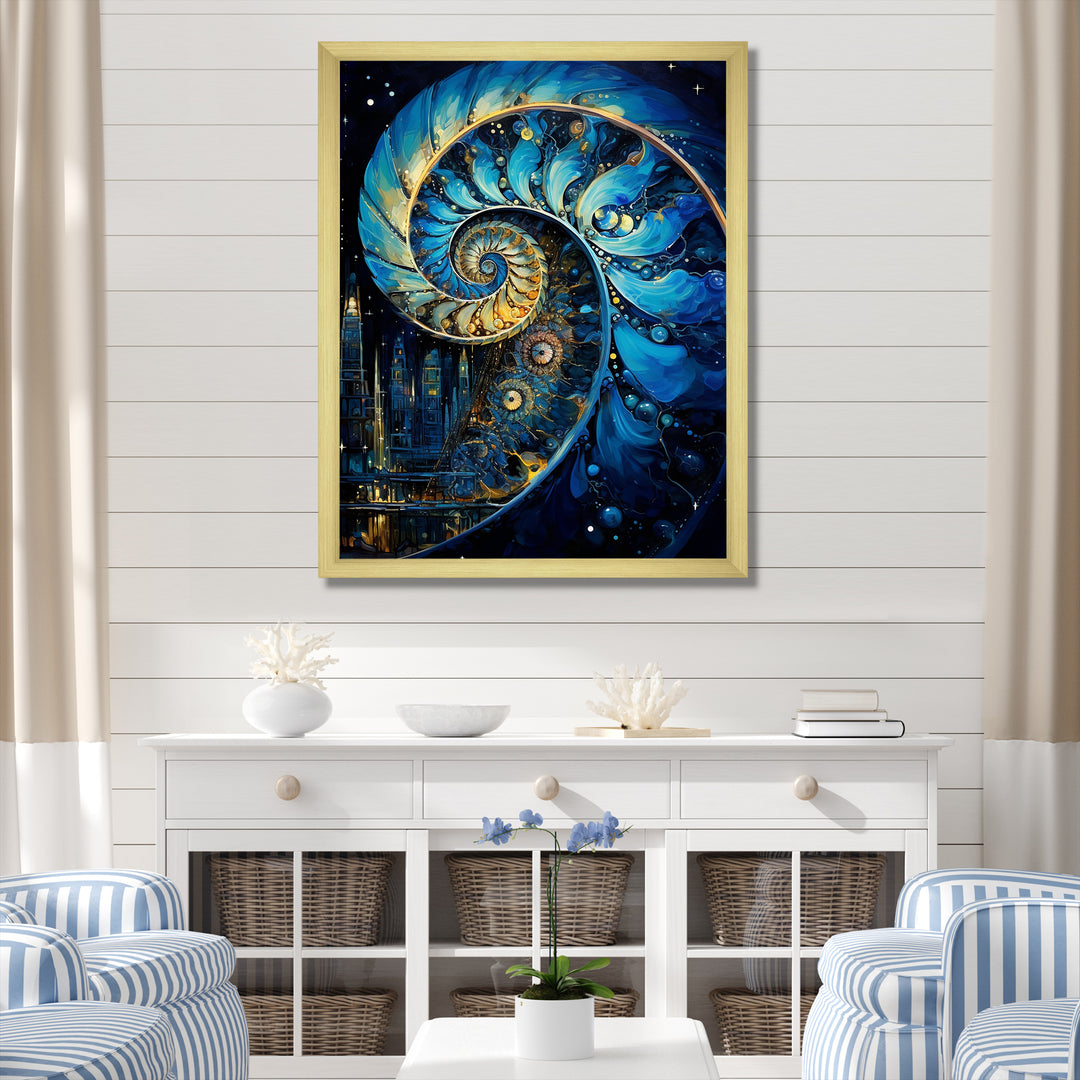 Nautilus Sapphire Shellfish - Nautilus Framed Canvas Art