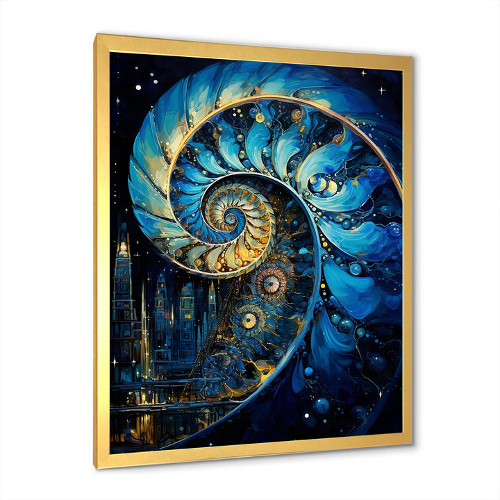 Nautilus Sapphire Shellfish - Nautilus Framed Canvas Art