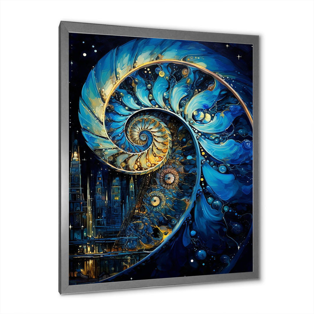 Nautilus Sapphire Shellfish - Nautilus Framed Canvas Art