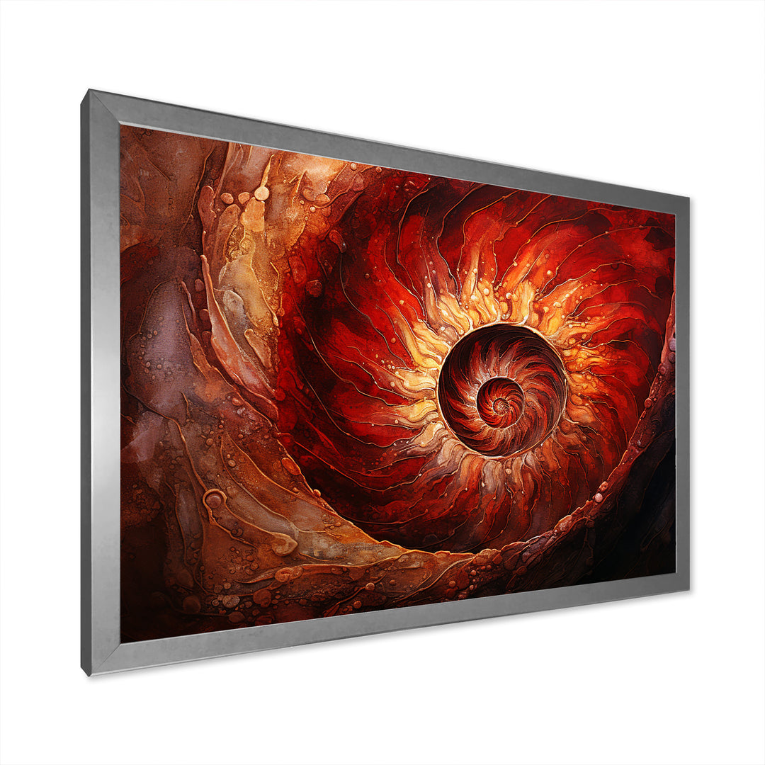 Scarlet Swirl Shellfish - Nautilus Home Decor Art