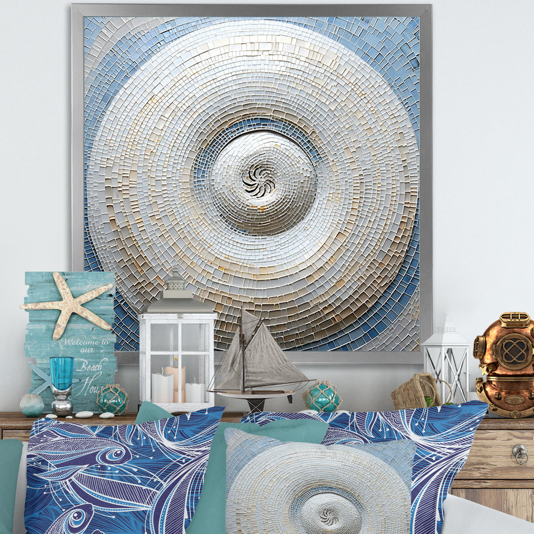 Silver Swirl Shell Fish - Nautilus Bedroom Wall Art