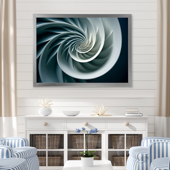 Turquoise Twirl Shell Fish Spiral - Nautilus Canvas Wall Art