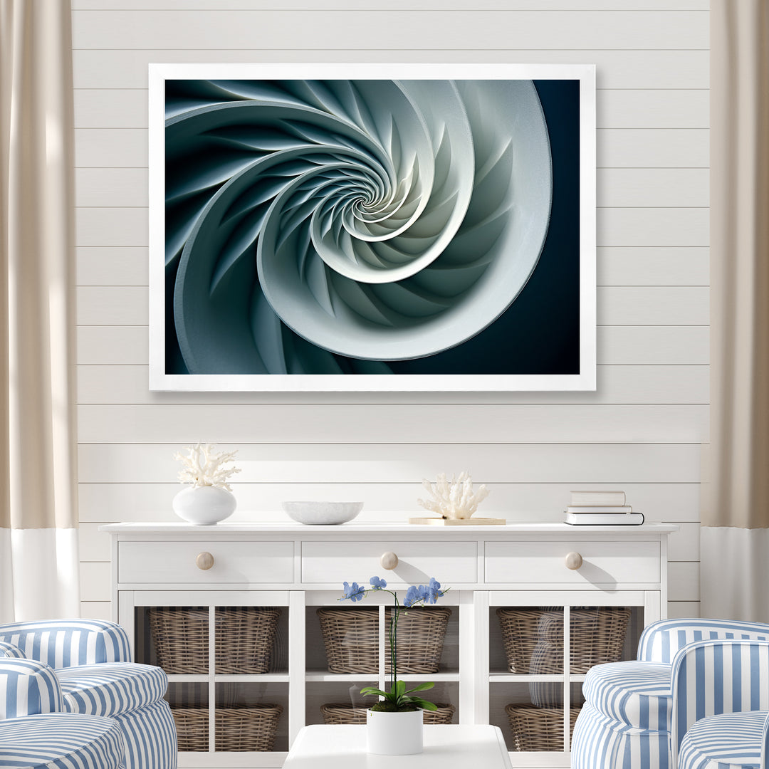 Turquoise Twirl Shell Fish Spiral - Nautilus Canvas Wall Art