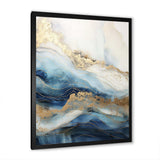 White And Blue Goldern Abstract River - Landscapes Canvas Wall Art