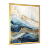 White And Blue Goldern Abstract River - Landscapes Canvas Wall Art