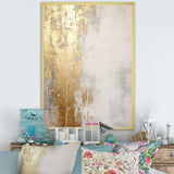 Minimal Gold And Beige Abstract River III - Landscapes Canvas Wall Art