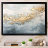 Beige Blue Gold Ocean Storm V - Abstract Canvas Wall Art