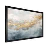 Beige Blue Gold Ocean Storm V - Abstract Canvas Wall Art