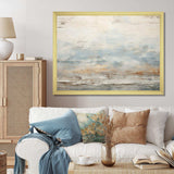 Beige Blue Ocean Storm - Abstract Canvas Wall Art