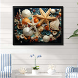 Modern Beach Shellfish Collage - Coastal Canvas Wall Art