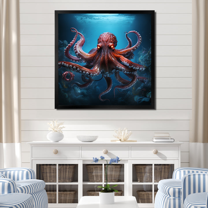Cosmic Art Style Octopus - Coral Octopus Wall Art