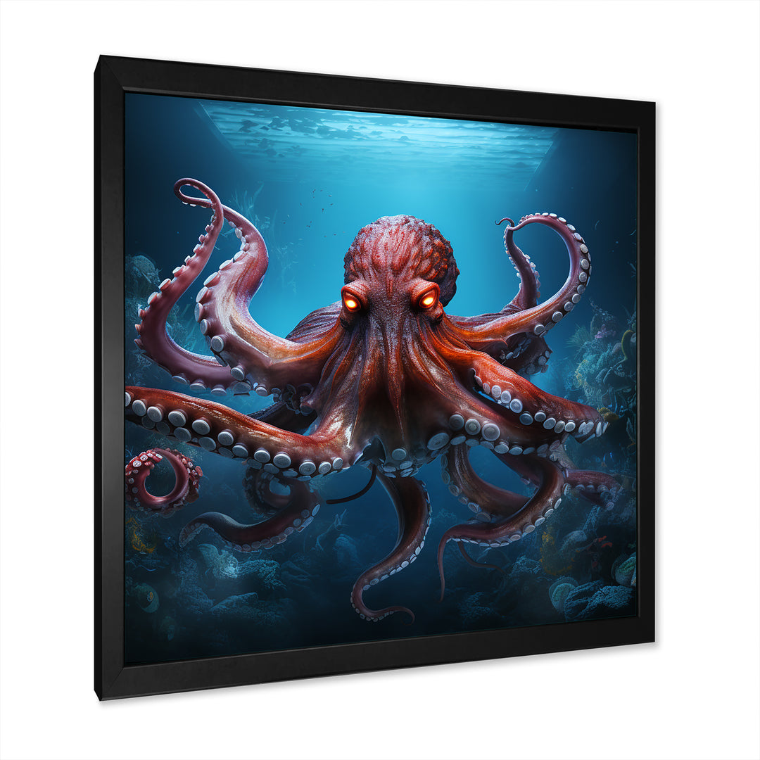 Cosmic Art Style Octopus - Coral Octopus Wall Art