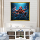 Cosmic Art Style Octopus - Coral Octopus Wall Art
