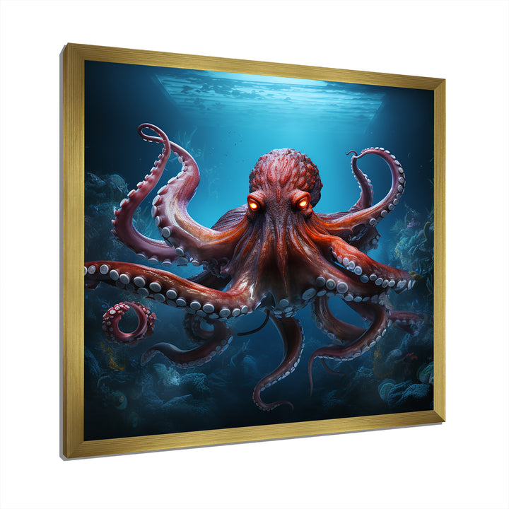 Cosmic Art Style Octopus - Coral Octopus Wall Art