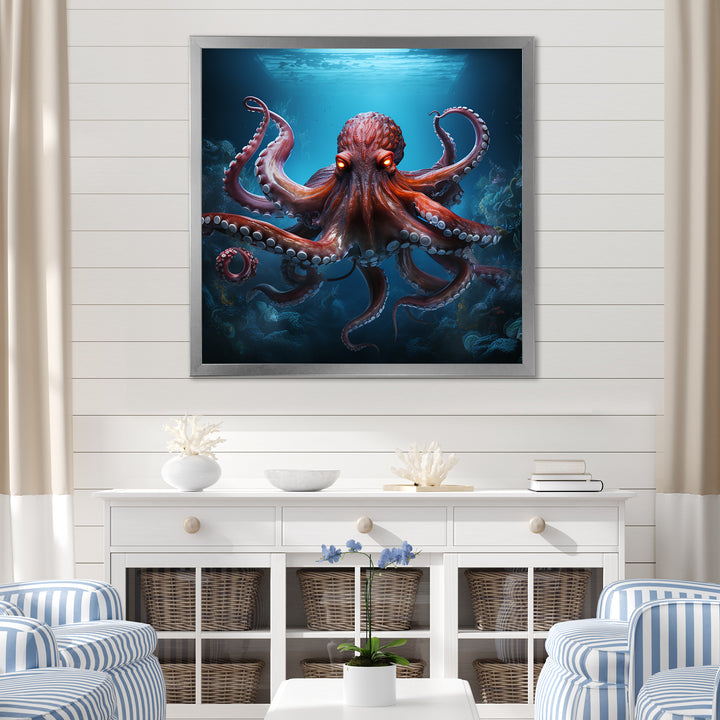 Cosmic Art Style Octopus - Coral Octopus Wall Art