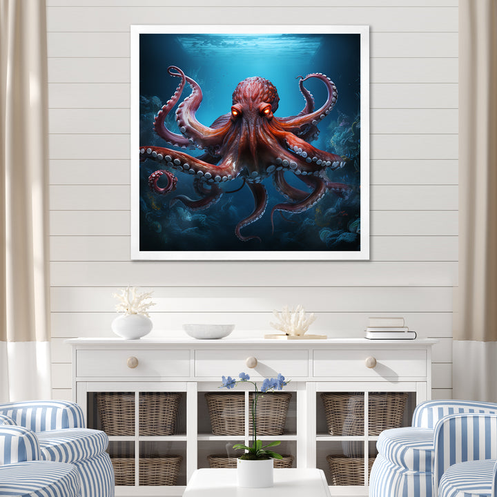 Cosmic Art Style Octopus - Coral Octopus Wall Art