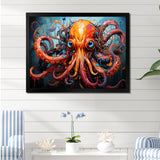 Octopus Expressionist Abyss - Octopus Framed Canvas Art