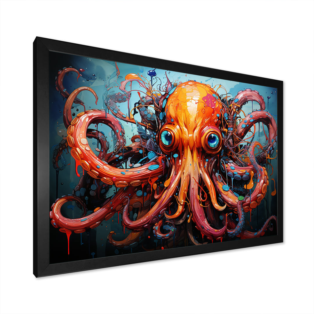 Octopus Expressionist Abyss - Octopus Framed Canvas Art