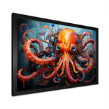 Octopus Expressionist Abyss - Octopus Framed Canvas Art